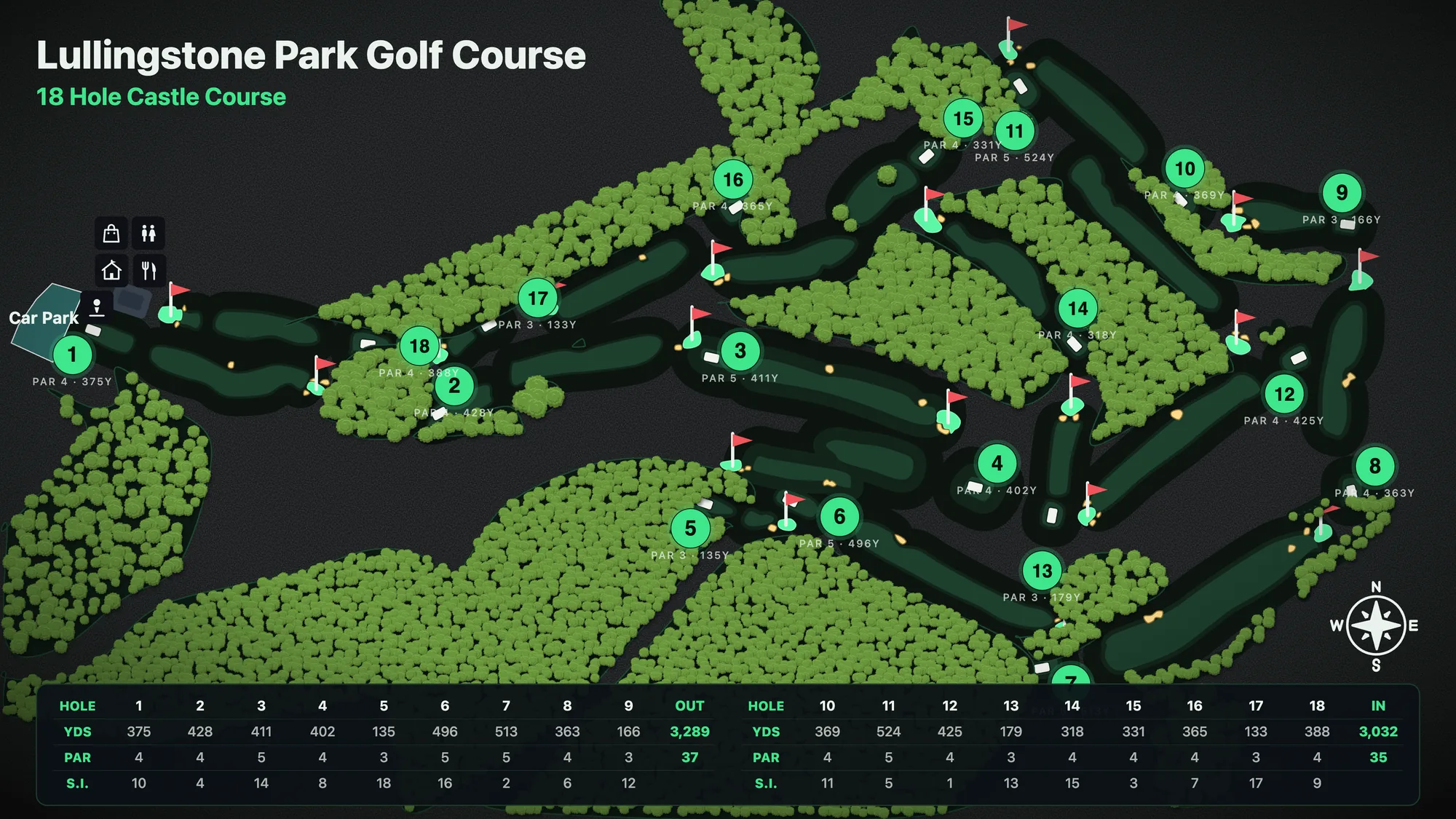 Illustrated course map of Birchwood Park
